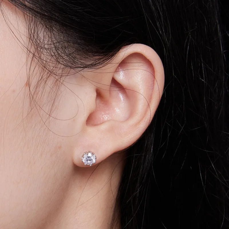 (Bild für) Pandora-Stil Exquisite Moissanit-Stecker Ohrringe (Zwei Zertifikate) - MSE016-S - Ansicht 6