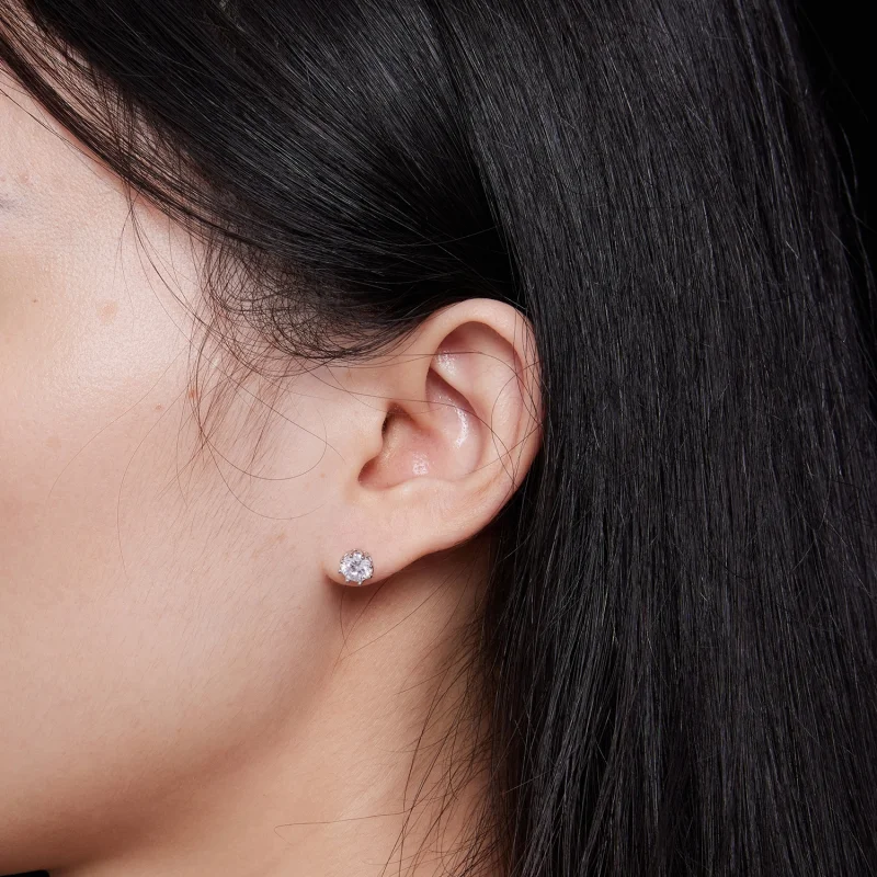 (Bild für) Pandora-Stil Exquisite Moissanit-Stecker Ohrringe (Zwei Zertifikate) - MSE016-S - Ansicht 7