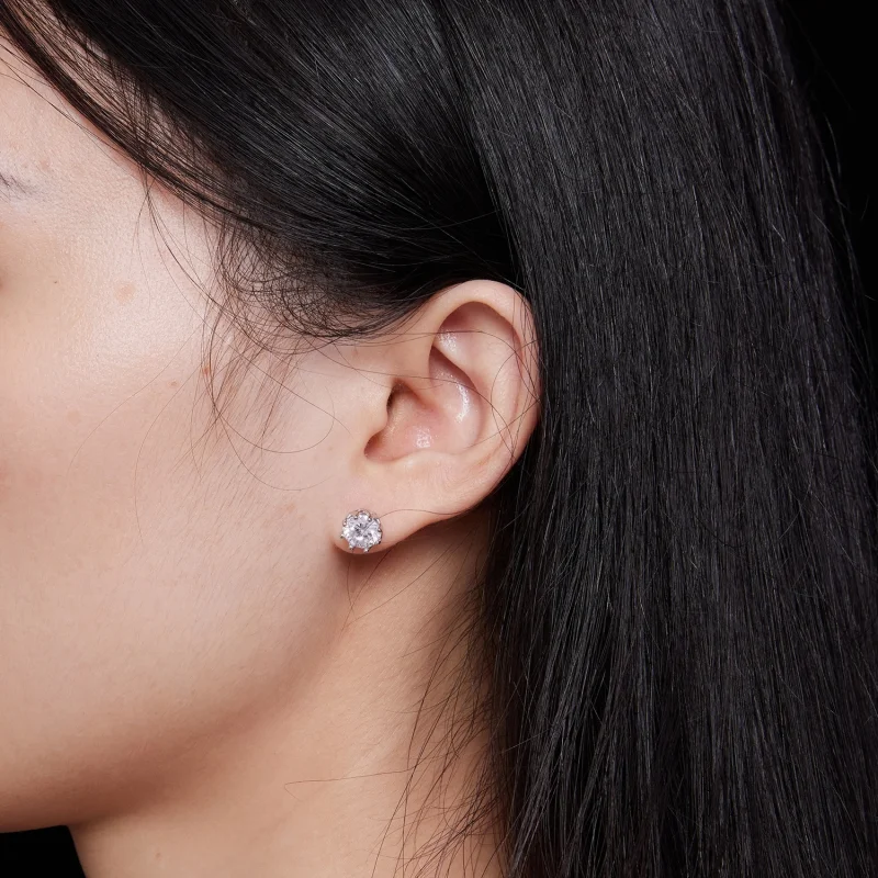 (Bild für) Pandora-Stil Exquisite Moissanite Stecker Ohrringe (Zwei Zertifikate) - MSE016-L - Ansicht 6