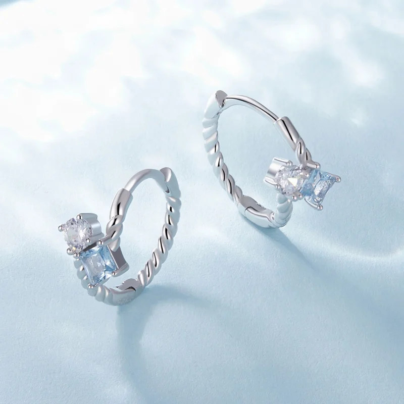 (Bild für) Pandora-Stil Exquisiter Steinebesatz-Reifohrringe - SCE1587 - Ansicht 3