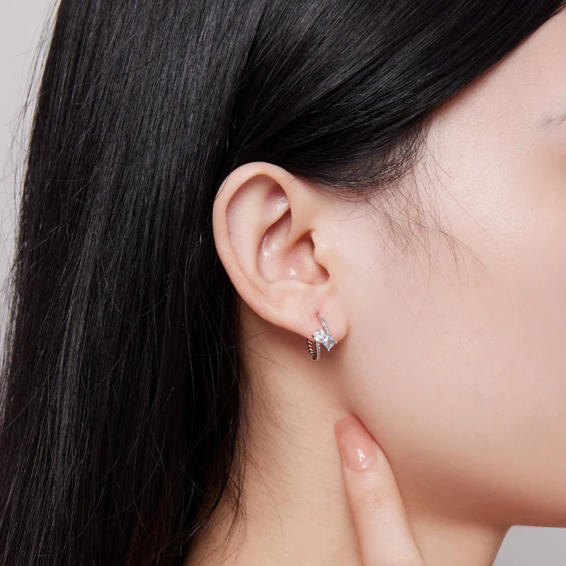 (Bild für) Pandora-Stil Exquisiter Steinebesatz-Reifohrringe - SCE1587 - Ansicht 5