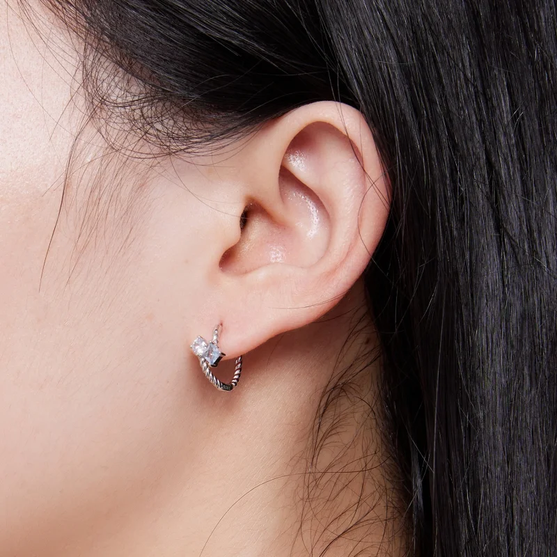 (Bild für) Pandora-Stil Exquisiter Steinebesatz-Reifohrringe - SCE1587 - Ansicht 7