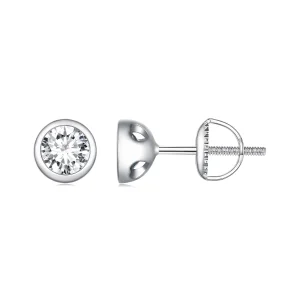 (Bild für) Pandora-Stil Fassung-Gefasste Moissanit-Stecker Ohrringe - MSE026