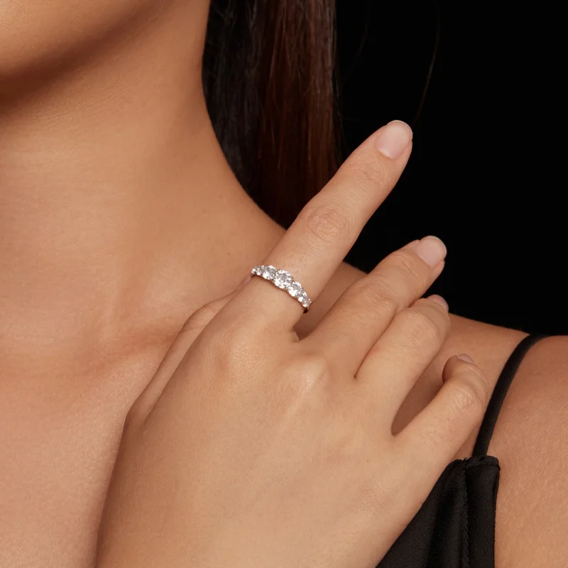 (Bild für) Pandora-Stil Funkelnder Moissanit-Ring (Ein Zertifikat) - MSR037 - Ansicht 4
