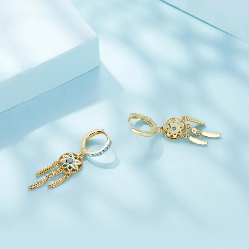 (Bild für) Pandora-Stil Gold Traumfänger Ohrgehänge - SCE713-B - Ansicht 4