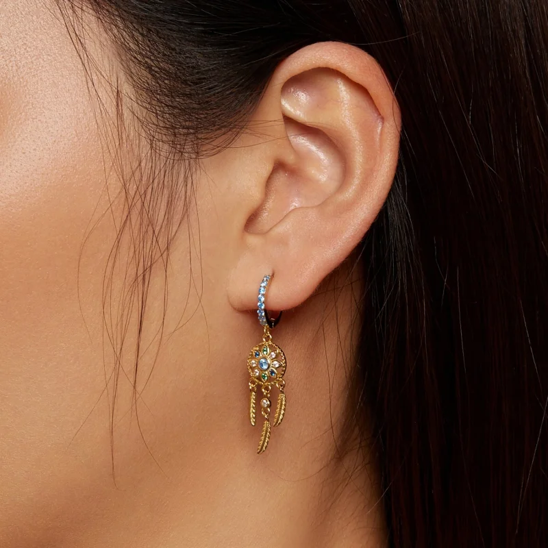 (Bild für) Pandora-Stil Gold Traumfänger Ohrgehänge - SCE713-B - Ansicht 5