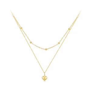 (Bild für) Pandora-Stil Golden Love Heart Perlenkette - BSN168-B