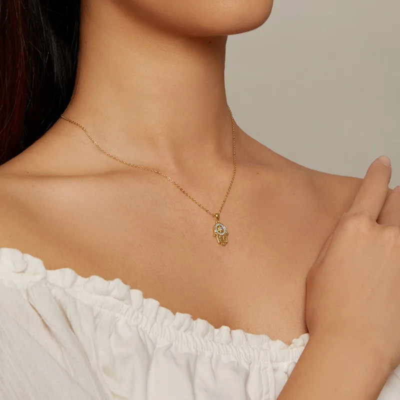 (Bild für) Pandora-Stil Goldene Fatimas Beschützer Halskette - SCN264-B - Ansicht 4