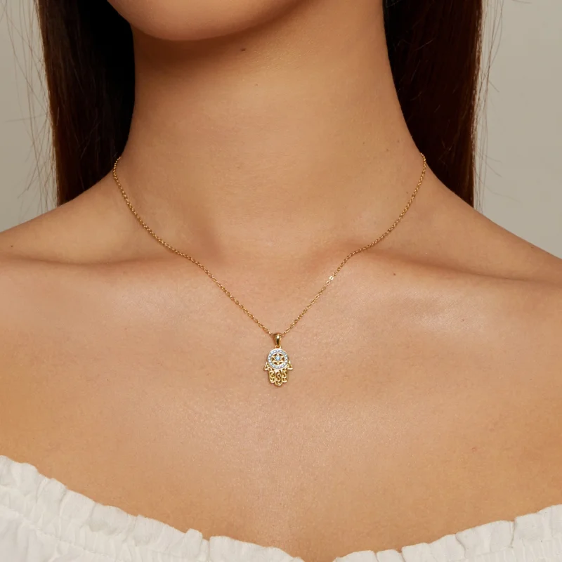 (Bild für) Pandora-Stil Goldene Fatimas Beschützer Halskette - SCN264-B - Ansicht 5