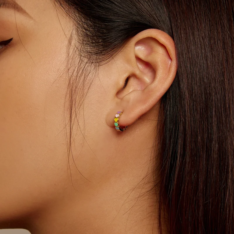 (Bild für) Pandora-Stil Goldene Regenbogen-Liebes-Ohrringe - SCE909-B - Ansicht 6