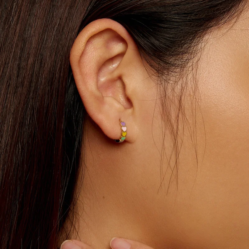 (Bild für) Pandora-Stil Goldene Regenbogen-Liebes-Ohrringe - SCE909-B - Ansicht 7