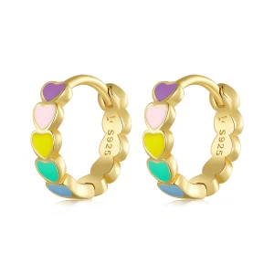 (Bild für) Pandora-Stil Goldene Regenbogen-Liebes-Ohrringe - SCE909-B
