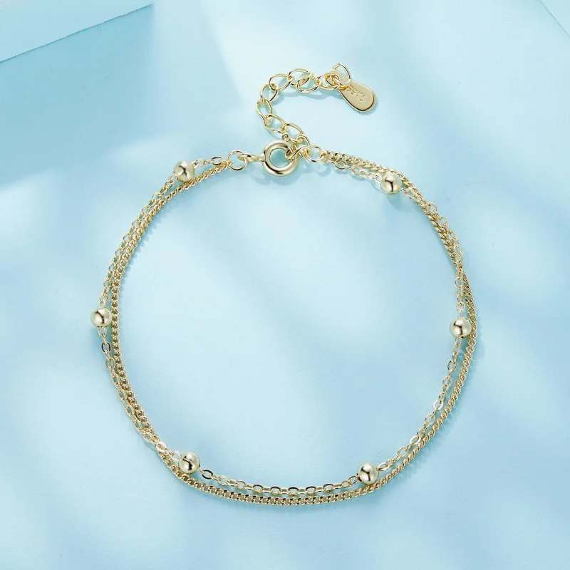 (Bild für) Pandora-Stil Goldperlen-Kettenarmband - SCB131-B - Ansicht 3