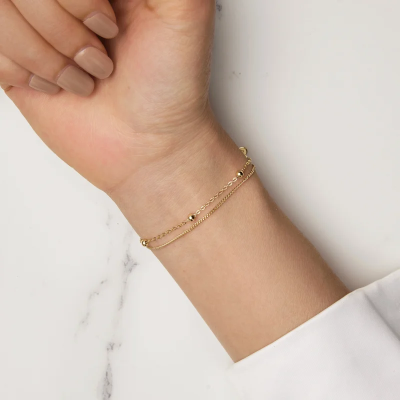 (Bild für) Pandora-Stil Goldperlen-Kettenarmband - SCB131-B - Ansicht 7