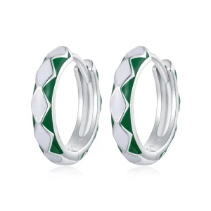 (Bild für) Pandora-Stil Grüne und weiße Diamantmuster Ohrringe - SCE1611-GN