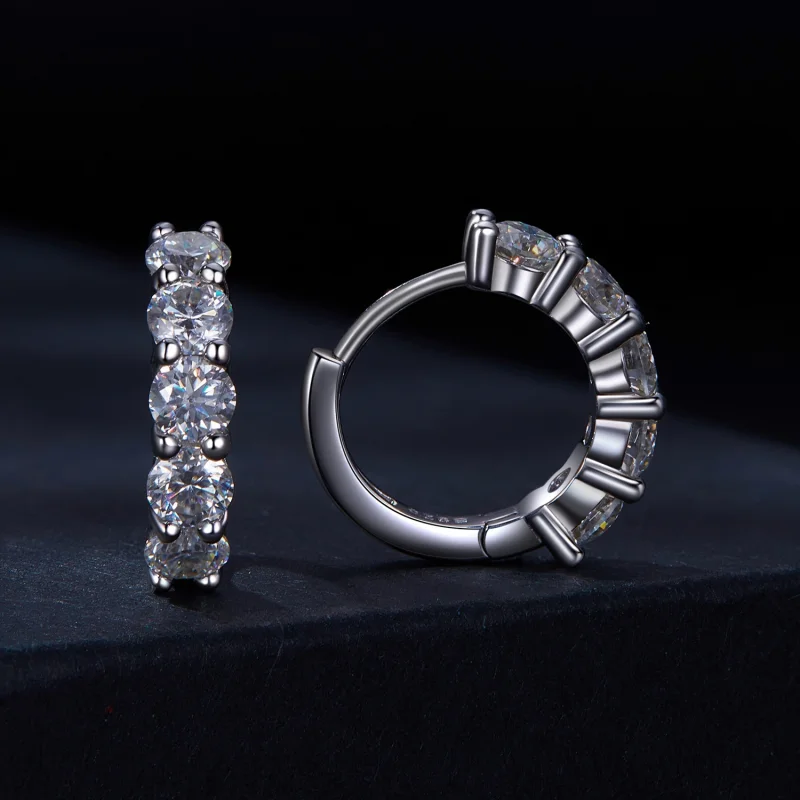 (Bild für) Pandora-Stil Halbkreis Moissanit-Diamant-Kreiselohrringe - MSE033 - Ansicht 2