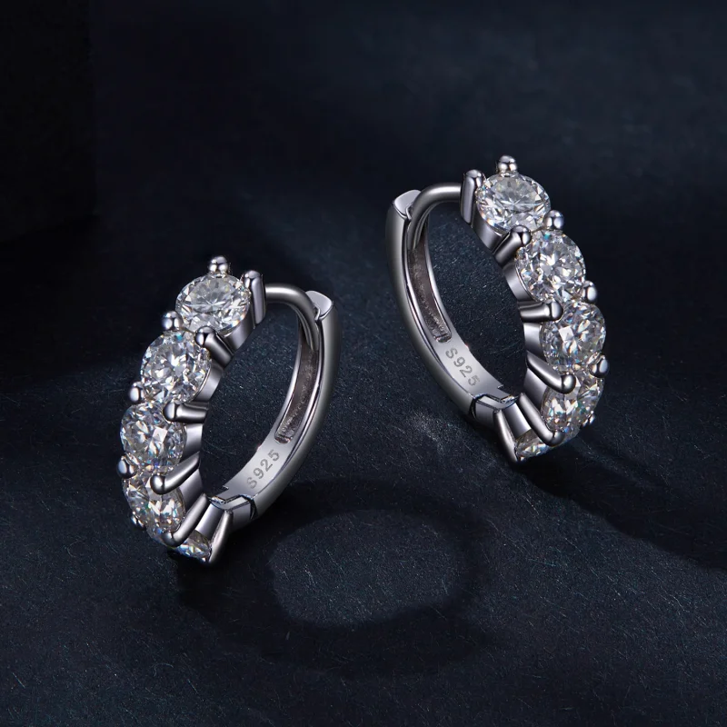 (Bild für) Pandora-Stil Halbkreis Moissanit-Diamant-Kreiselohrringe - MSE033 - Ansicht 3