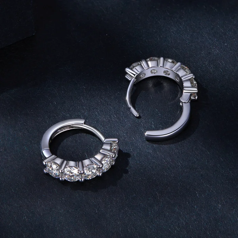 (Bild für) Pandora-Stil Halbkreis Moissanit-Diamant-Kreiselohrringe - MSE033 - Ansicht 4