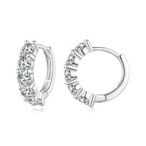 (Bild für) Pandora-Stil Halbkreis Moissanit-Diamant-Kreiselohrringe - MSE033