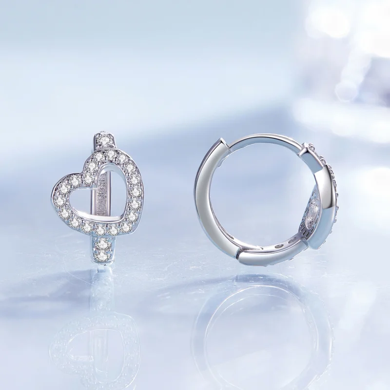 (Bild für) Pandora-Stil Herzförmige Creolen - BSE879 - Ansicht 2
