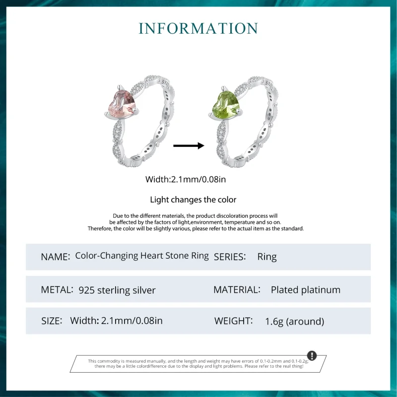 (Bild für) Pandora-Stil Herzförmiger Chamäleon-Ring - BSR479 - Ansicht 6