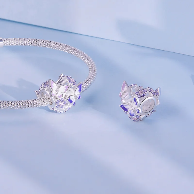 (Bild für) Pandora-Stil Herzförmiger Schmetterling-Anhänger - SCC2464 - Ansicht 4