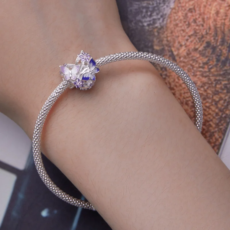(Bild für) Pandora-Stil Herzförmiger Schmetterling-Anhänger - SCC2464 - Ansicht 6