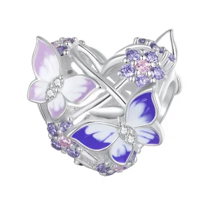 (Bild für) Pandora-Stil Herzförmiger Schmetterling-Anhänger - SCC2464