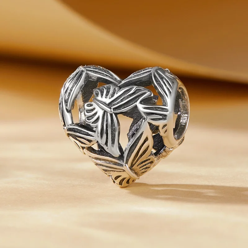 (Bild für) Pandora-Stil Herzförmiger Schmetterlings-Anhänger - SCC2576 - Ansicht 2