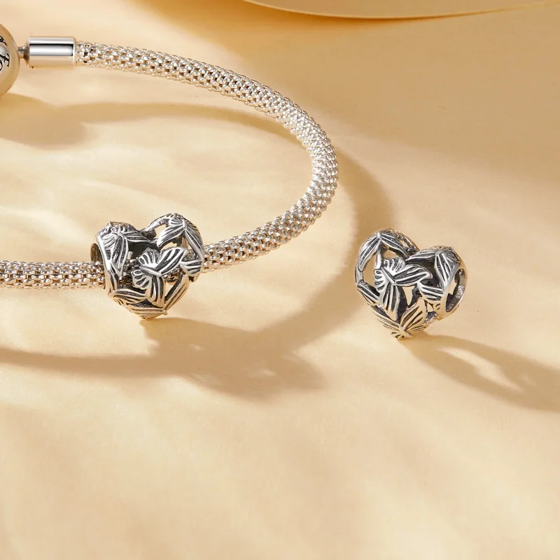 (Bild für) Pandora-Stil Herzförmiger Schmetterlings-Anhänger - SCC2576 - Ansicht 4