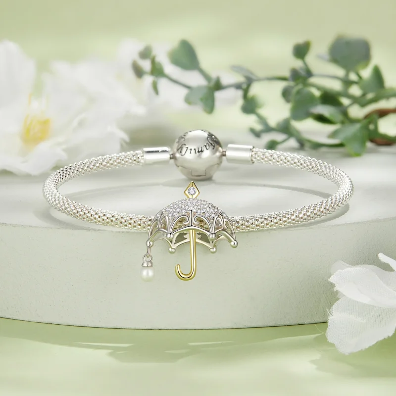 (Bild für) Pandora-Stil Kleiner Regenschirm-Anhänger - BSC862 - Ansicht 3