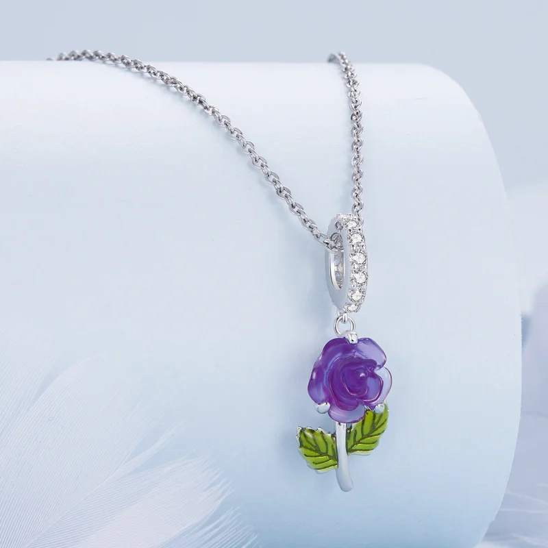 (Bild für) Pandora-Stil Kristallrose-Anhänger - BSC824-VT - Ansicht 2