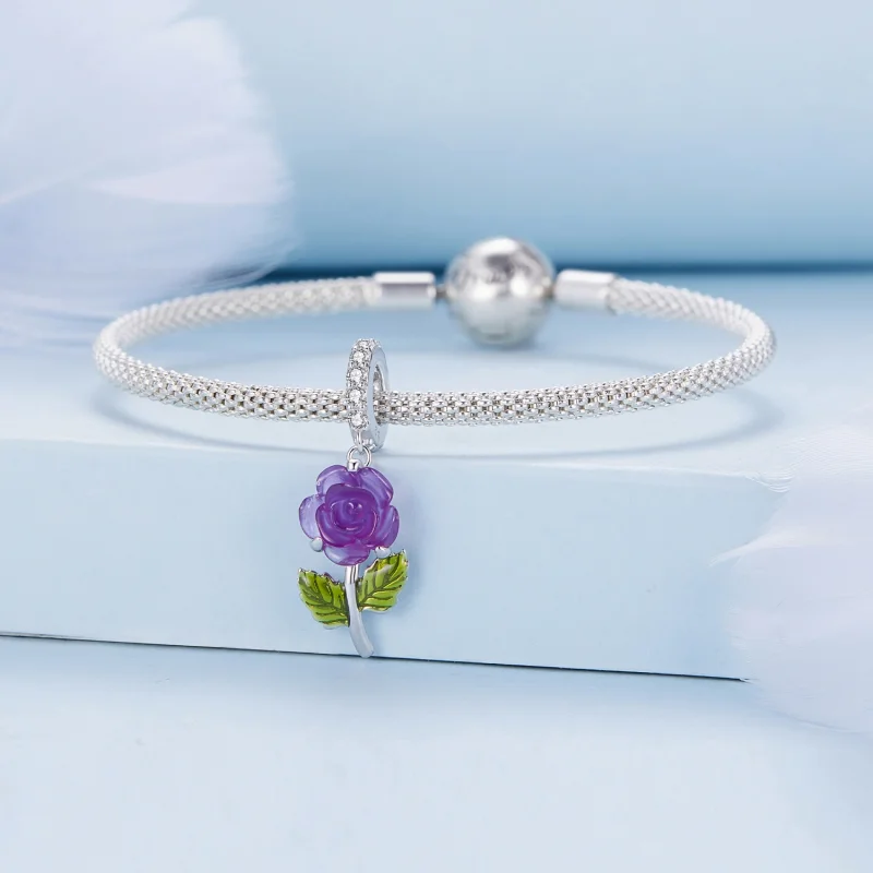 (Bild für) Pandora-Stil Kristallrose-Anhänger - BSC824-VT - Ansicht 3