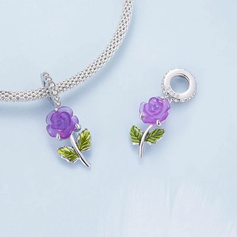 (Bild für) Pandora-Stil Kristallrose-Anhänger - BSC824-VT - Ansicht 4