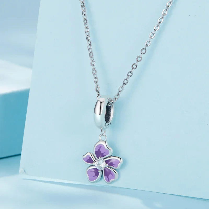 (Bild für) Pandora-Stil Lila Blume Anhänger - SCC2556 - Ansicht 2