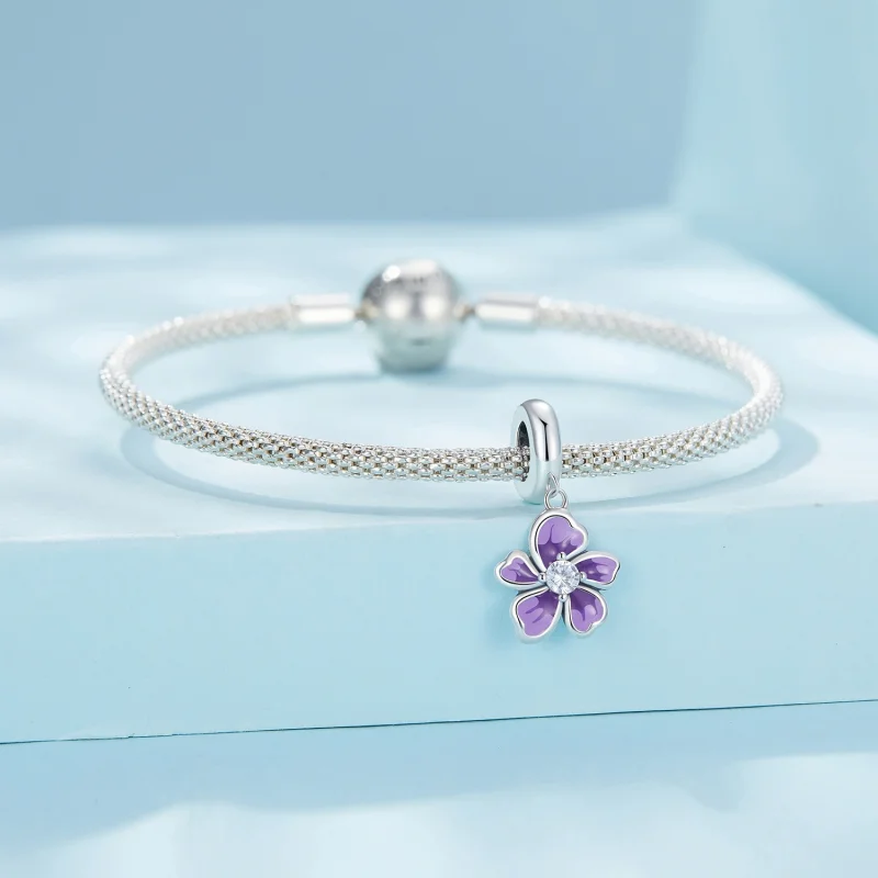 (Bild für) Pandora-Stil Lila Blume Anhänger - SCC2556 - Ansicht 3