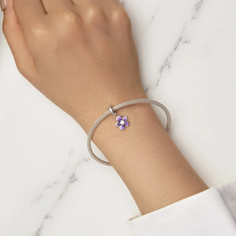 (Bild für) Pandora-Stil Lila Blume Anhänger - SCC2556 - Ansicht 5