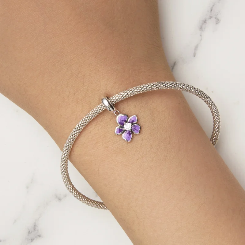 (Bild für) Pandora-Stil Lila Blume Anhänger - SCC2556 - Ansicht 6