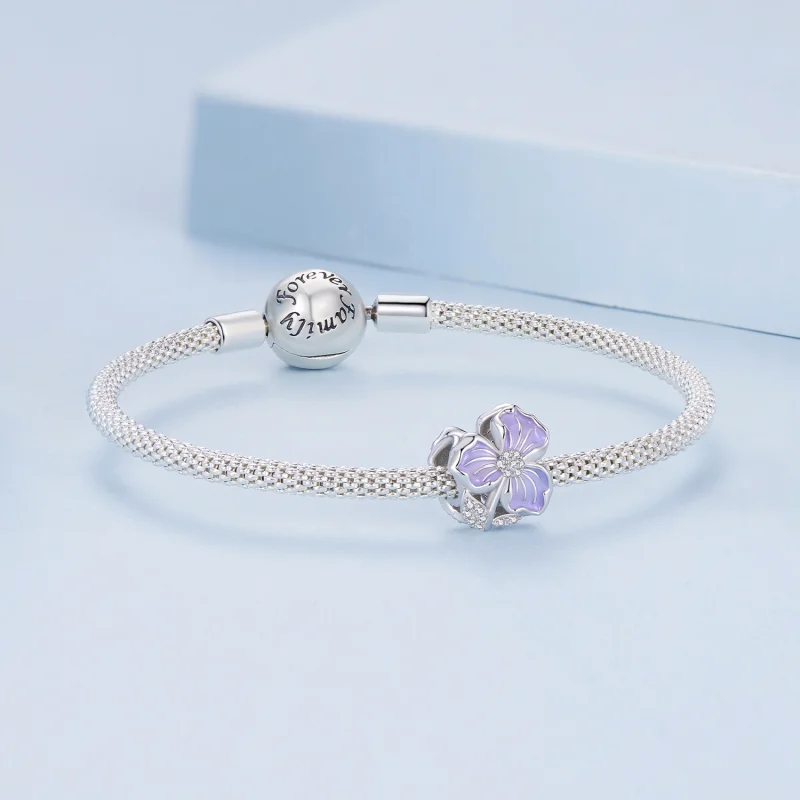 (Bild für) Pandora-Stil Lila Blumen Charm - BSC890 - Ansicht 5