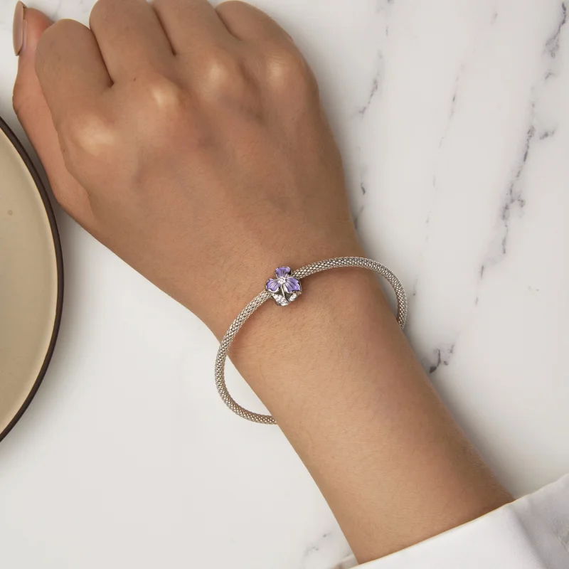 (Bild für) Pandora-Stil Lila Blumen Charm - BSC890 - Ansicht 6
