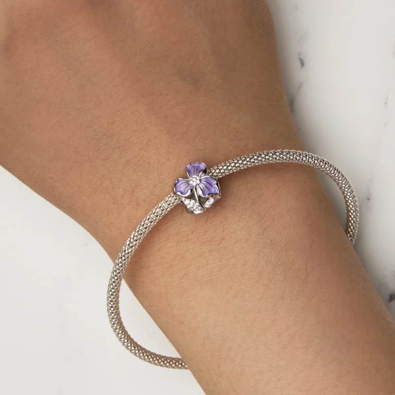 (Bild für) Pandora-Stil Lila Blumen Charm - BSC890 - Ansicht 7