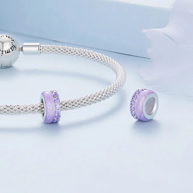 (Bild für) Pandora-Stil Lila Doppelschicht Silikon Abstandshalter - BSC883-VT - Ansicht 4