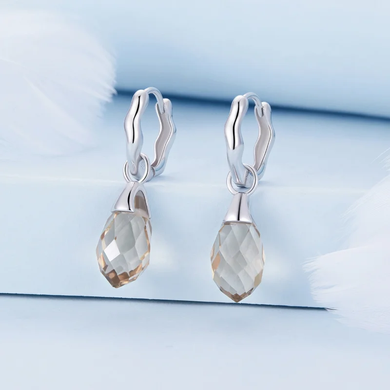 (Bild für) Pandora-Stil Luxuriöse Ohrringe mit Wassertropfen und Reifen - BSE814 - Ansicht 2