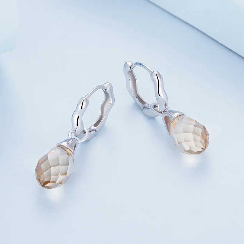 (Bild für) Pandora-Stil Luxuriöse Ohrringe mit Wassertropfen und Reifen - BSE814 - Ansicht 3