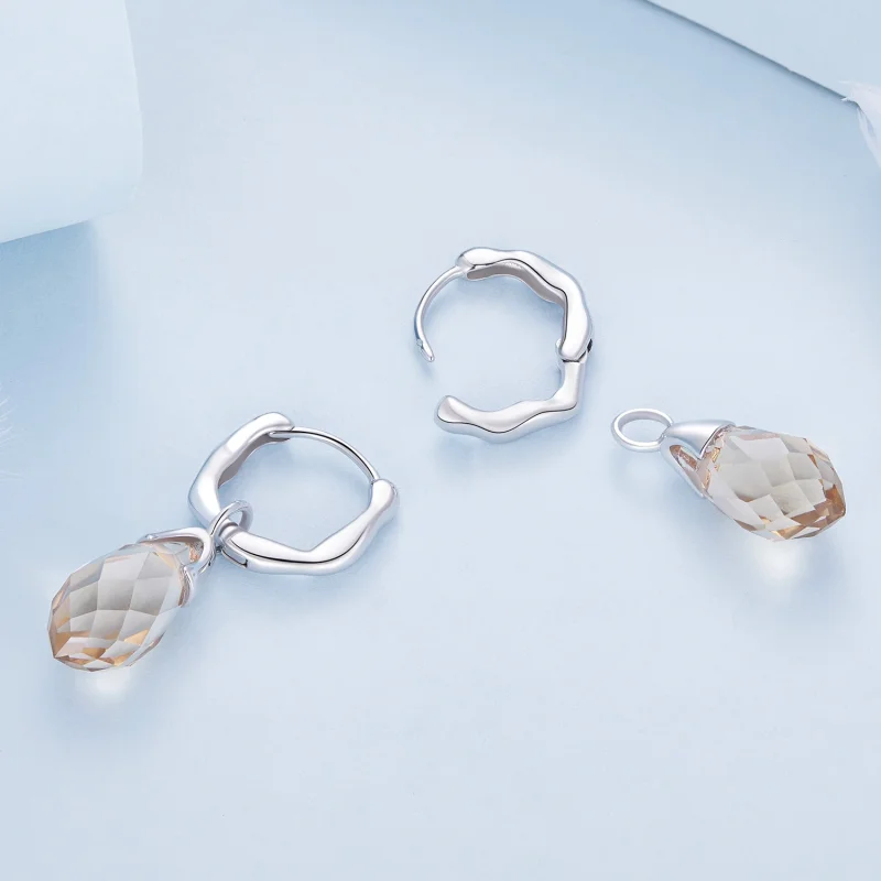 (Bild für) Pandora-Stil Luxuriöse Ohrringe mit Wassertropfen und Reifen - BSE814 - Ansicht 4