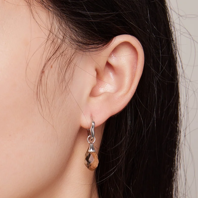 (Bild für) Pandora-Stil Luxuriöse Ohrringe mit Wassertropfen und Reifen - BSE814 - Ansicht 5