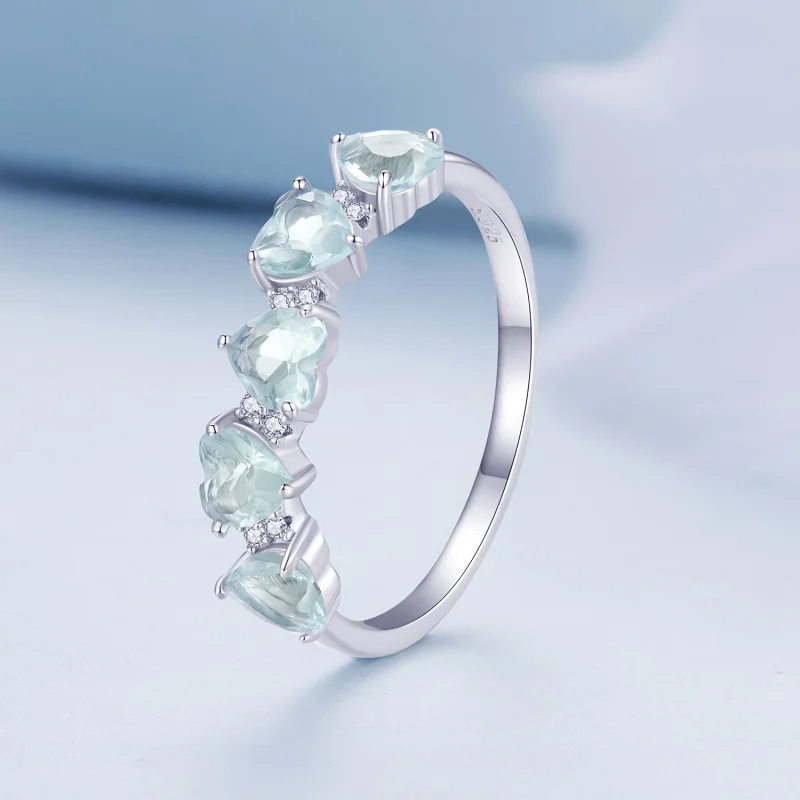 (Bild für) Pandora-Stil Meeresblaues Herzring - BSR406 - Ansicht 2