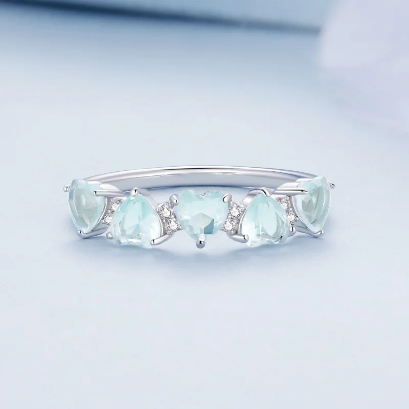 (Bild für) Pandora-Stil Meeresblaues Herzring - BSR406 - Ansicht 3