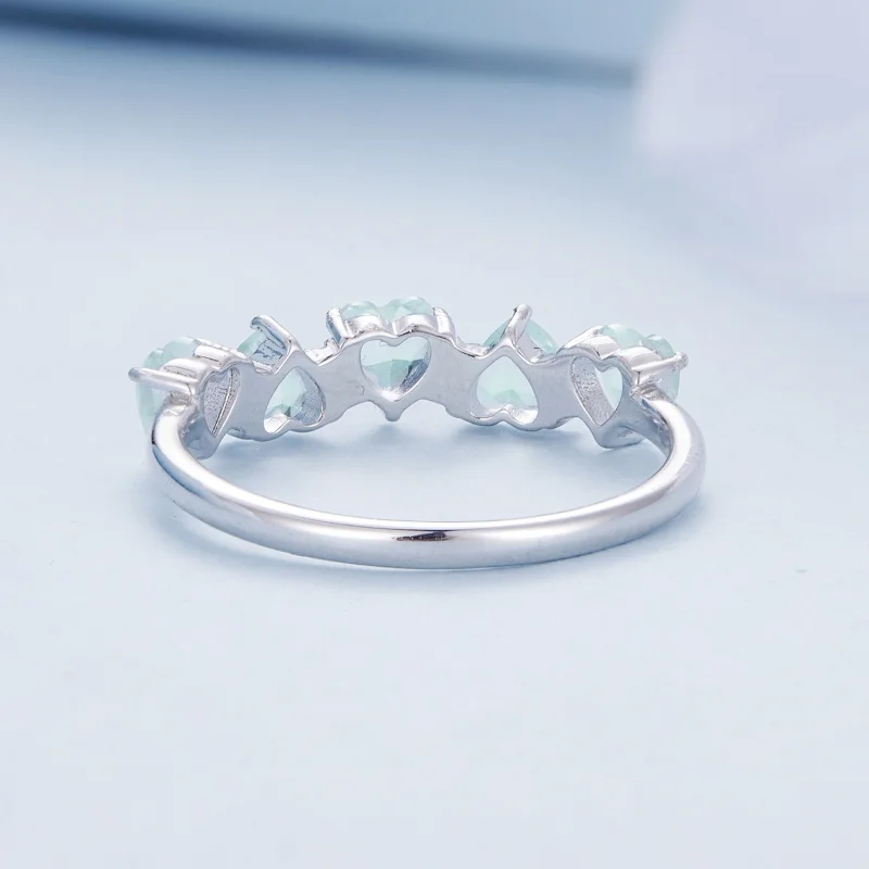 (Bild für) Pandora-Stil Meeresblaues Herzring - BSR406 - Ansicht 4
