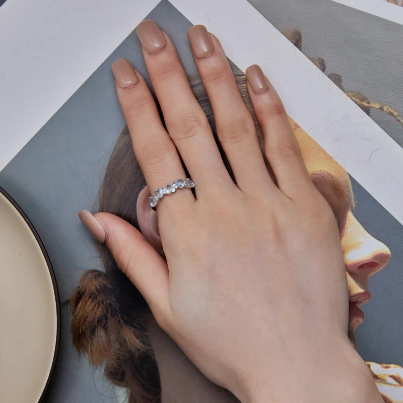 (Bild für) Pandora-Stil Meeresblaues Herzring - BSR406 - Ansicht 6
